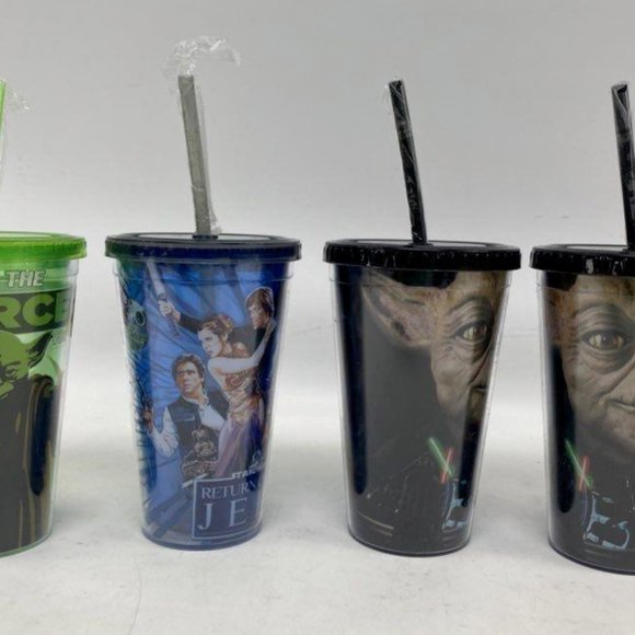 Lot of Assorted Starbucks Green & Black May The Force With Tumbler w/ Straw - Picture 4 of 6